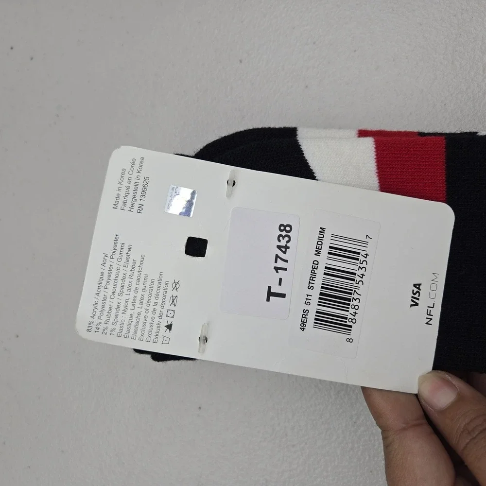San Francisco 49ers Men Socks Medium‎ Red NFL Team Striped Mid Calf NWT